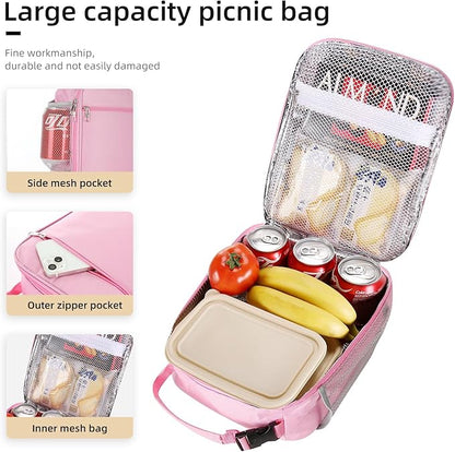 Lunch box Lunch bag for men women Insulated Lunchbox Lunch bags for Work Picnic Travel (Pink)