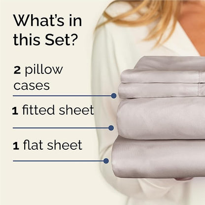 CGK Linens Twin XL 4 Piece Sheet Set - Cooling Sheets for Hot Sleepers - Hotel Luxury Bedding Set with 8-16 Inch Deep Pockets - 1 Flat & 1 Fitted & 2 Pillowcases - Soft and Wrinkle Free - Light Grey