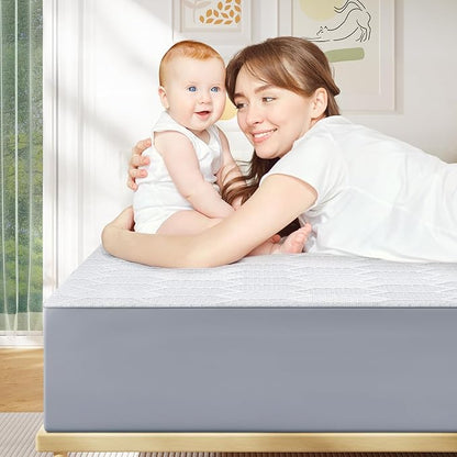 Firm Mattress Topper Twin Size, 4 Inch High Density Support Foam with Washable Protector, Charcoal Bed Topper with Ventilated Design for Back Pain&Pressure Relief,CertiPUR-US