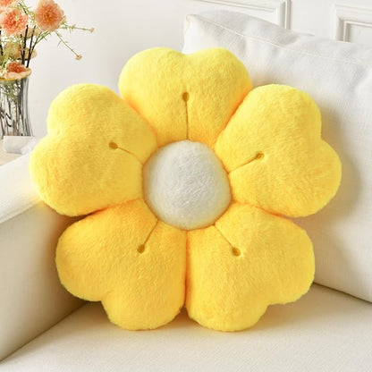 Flower Pillow, Flower Shaped Pillow Decorative Throw Pillows for Bed Couch, Cute Daisy Pillow Dorm Decor Floor Seating Cushion (Yellow, 19.6 Inches)