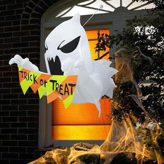 3.5FT Halloween Inflatables Flying Ghost Broke Out from Window, Blow Up Inflatables with Built-in LED Lights, Halloween Outdoor Inflatables Decorations for Yard Garden Lawn Decor