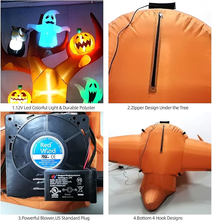 9ft Halloween Inflatables Blow Up LED Inflatable Dead Tree with Ghost and Pumpkins for Outdoor Indoor Garden Yard Lawn Party Holiday Decoration