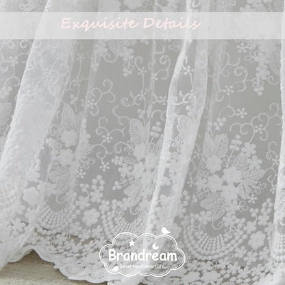 Brandream Boho Bohemian Girl Baby Nursery Lace Crib Bed Skirt Dust Ruffle - Solid Color Romantic Cream Off White Farmhouse Chic 100% Cotton Ruffle Skirt Excellent Quality