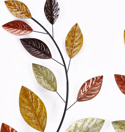 Adeco 37.5 inch Modern Metal Leaf Wall Decor For Living Room Set of 2, Large Metal Wall Art Sculptures For Bedroom, Hallway, Dinning Room