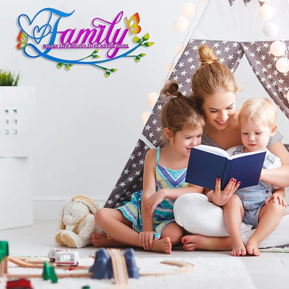 Family Where Life Begins Love Never Ends Word Sign Metal Wall Decor, Black Home Decor Wall Art Decorations, Letters Quotes Sign for Living Room Bedroom Kitchen Indoor Outdoor Decor(17.5 x 9in)