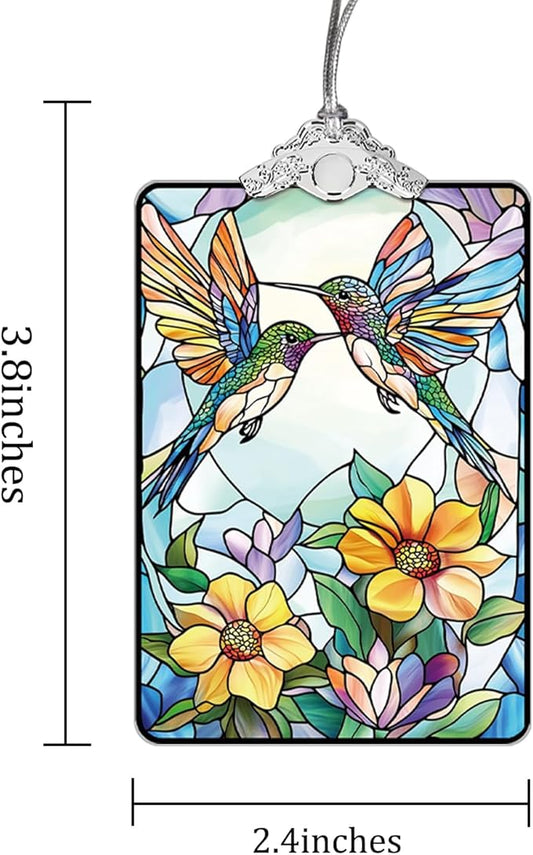 Hummingbird Stained Glass Ornament, 205 Christmas Tree Hanging Decoration for Gift Exchange or Stocking Stuffer, Holiday Decor, 3.8 x 2.4 Inch