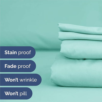 CGK Linens King 6 Piece Sheet Set - Cooling Sheets for Hot Sleepers - Hotel Luxury Bedding Set w/ 8-16 Inch Deep Pockets - 1 Flat & 1 Fitted & 4 Pillowcases - Soft, Comfy and Wrinkle Free - Spa Blue