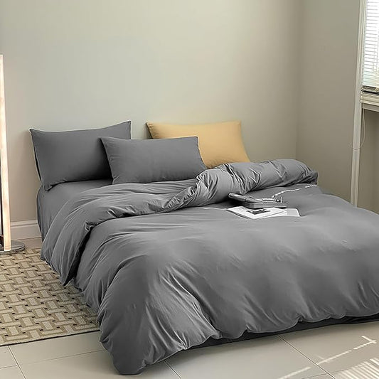 Cottonight Grey Comforter Set California King Dark Gray Bedding Comforter Set Cal King Size Charcoal Grey Blanket Quilts Lightweight 3PCS Gray Bedding Comforter Sets