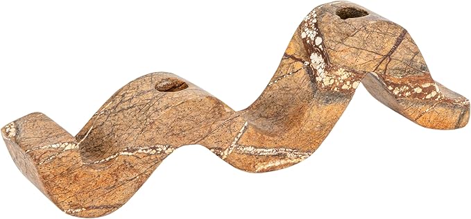 Bloomingville Marble Wave Double Taper Candle Holder, Brown Forest