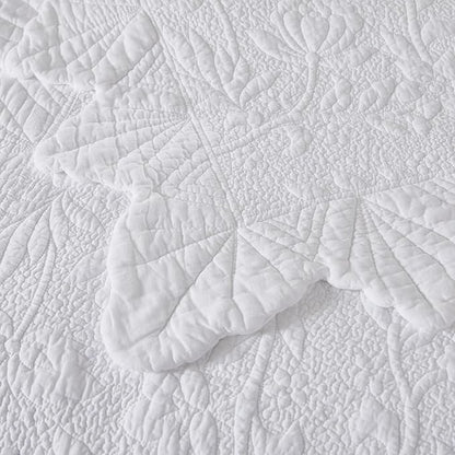 Brandream White Quilts Set Queen Size Bedspreads Farmhouse Bedding 100% Cotton Quilted Bedspreads