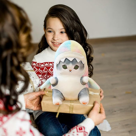Kawaii Shark Cat Plush Toy Stuffed Animal Doll, Cute Soft Pillow Stress Release Hugs Toys Christmas Halloween Birthday Gifts for Kids Boys Girl Best Gift (Colorful - Gray,9 inch)