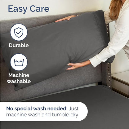 CGK Linens Twin 4 Piece Sheet Set - Cooling Sheets for Hot Sleepers - Hotel Luxury Bedding Set with 8-16 Inch Deep Pockets - 1 Flat & 1 Fitted & 2 Pillowcases - Soft, Comfy & Wrinkle Free - Charcoal