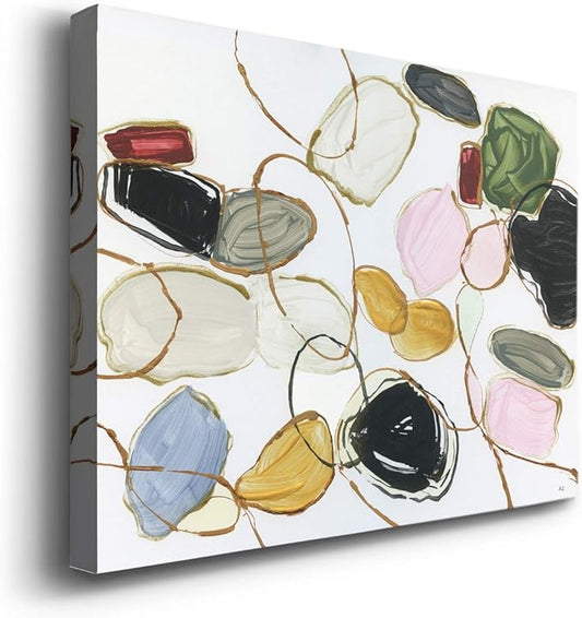 Renditions Gallery Canvas Wall Art Modern Paintings Decorations Colorful Brushstroke Jewels Abstract Watercolor Wall Hanging Artwork Prints for Bedroom Office Kitchen - 8"x12" LT33