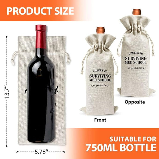 Med School Graduation Gift Wine Bag For Her Him Girl Women, Nurse Doctor Pharmacist Dentist Graduation Gift, Party Gift Decoration, Nurse Day Week Gift, Cotton Linen Wine Gift Bag With Drawstring