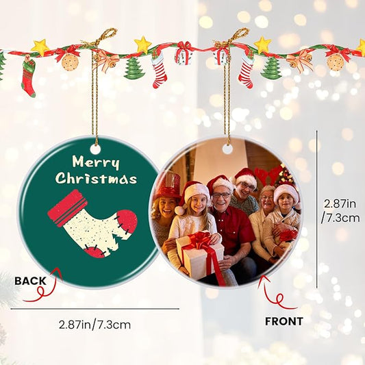 Personalized Christmas Ornaments 2025, Custom Photo Text Ornament Keepsake Gift for Christmas Tree Decorations, Baby Shower, Engagement, Wedding, Birthday