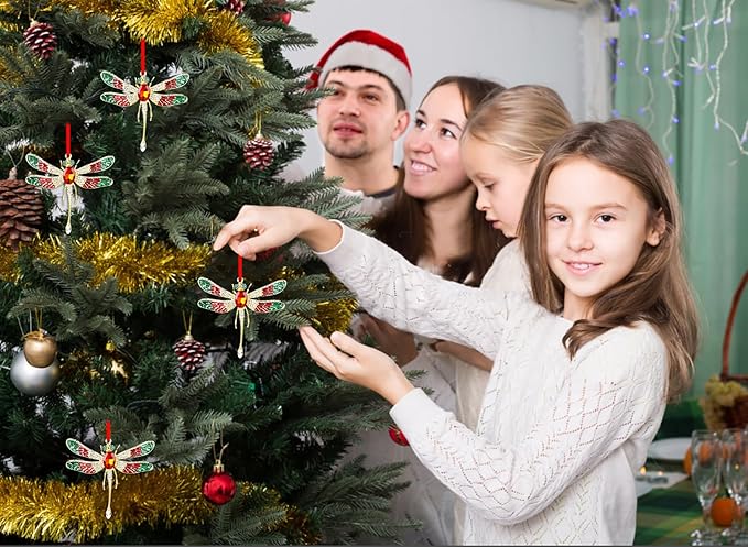 WhatSign 2025 Dragonfly Christmas Ornaments - Metal Hangning Ornaments for Christmas Tree Decorations Gifts for Kids Women Girls