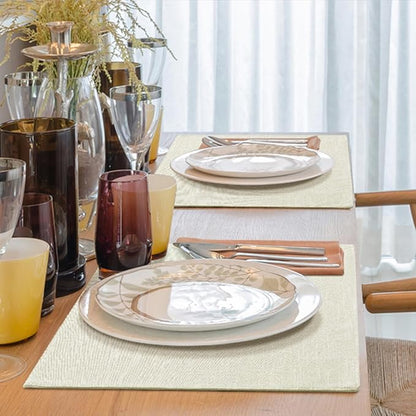 homing Cream Cloth Placemats Set of 12 – Cotton Linen Blend Washable Farmhouse Dining Table Mats for Indoors & Outdoors, Easy to Clean, 13 x 19 Inch
