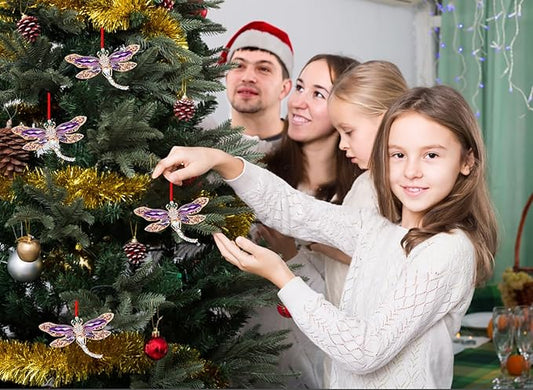 WhatSign Dragonfly Christmas Ornament - Purple Metal Hanging Ornaments for Christmas Tree Decorations Gifts for Women Girls Nature Lovers