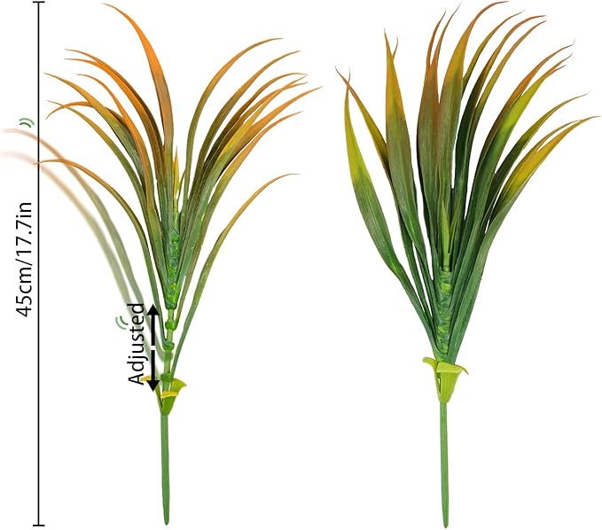 Artificial Fake Grass,12PCS Outdoor Faux Grasses Plastic Plants Greenery UV Resistant for Outside Home Windowbox Garden Office Patio Hanging Planter Front Porch Fall Décor (Yellow)