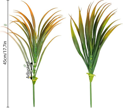 Artificial Fake Grass,12PCS Outdoor Faux Grasses Plastic Plants Greenery UV Resistant for Outside Home Windowbox Garden Office Patio Hanging Planter Front Porch Fall Décor (Yellow)