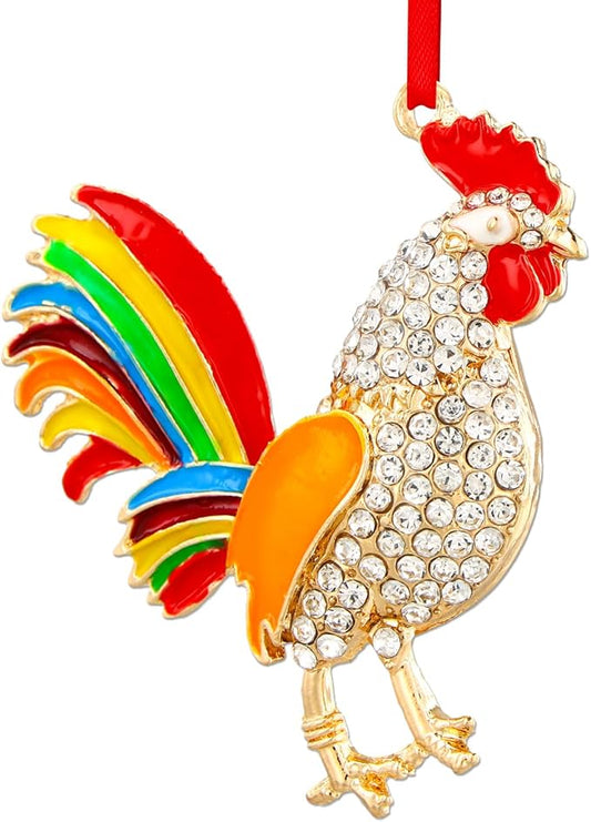 WhatSign Chicken Christmas Ornaments - Metal Chicken Ornaments for Christmas Tree Decorations Farm Animal Chicken Christmas Tree Ornaments Chicken Gifts Decor Keepsake Ornaments