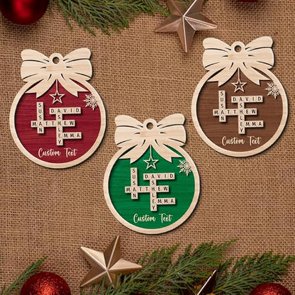 Custom Christmas Ornament, Personalized Crossword Ornament, Custom Family Names On Wooden Design, Wooden Ornaments for Christmas Tree, Custom Scrabble Ornament, Xmas 2024