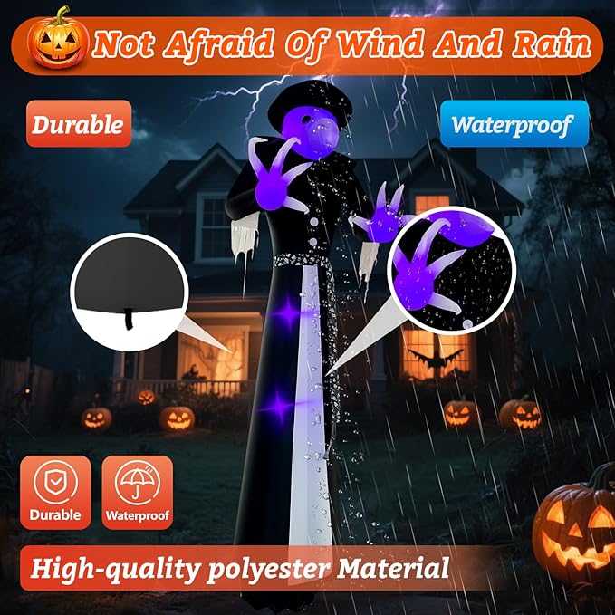 Halloween Inflatables Witch Decorations Outdoor - 12FT Giant Witch Halloween Blow up Yard Decorations with LED Build-in for Garden Lawn Indoor Party Decor