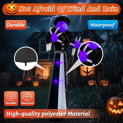 Halloween Inflatables Witch Decorations Outdoor - 12FT Giant Witch Halloween Blow up Yard Decorations with LED Build-in for Garden Lawn Indoor Party Decor