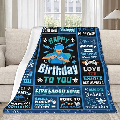 Teen Boy Gifts, Happy Birthday for Boy Blankets, Happy Birthday Decorations for Boy, Birthday Gifts for Boys Kids, Boy Kids Birthday Gift, Super Soft Kids Blanket, Best Birthday Gift Ideas 60 X 50in