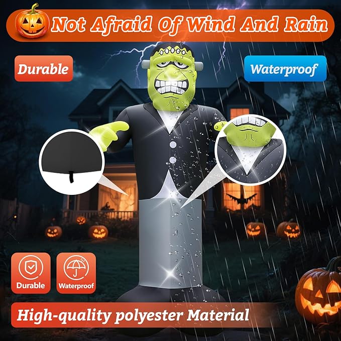 Halloween Inflatables Ghost Decorations Outdoor - 20FT Extra Large Horror Green Monster Halloween Blow up Yard Decorations with LED Build-in for Garden Lawn Indoor Party Decor
