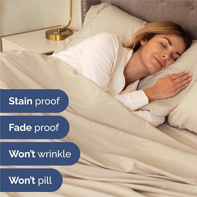 CGK Linens Queen 6 Piece Sheet Set - Cooling Sheets for Hot Sleepers - Hotel Luxury Bedding Set with 8-16 Inch Deep Pockets - 1 Flat & 1 Fitted & 4 Pillowcases - Soft, Easy Care & Wrinkle Free - Wheat