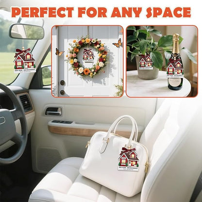 New Home Ornament - Red Wooden Housewarming Gift for Homeowners, Couples & Friends - New Home New Beginning First Christmas House Ornament