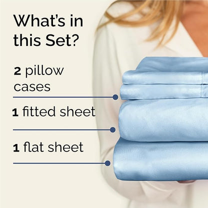 CGK Linens Twin XL 4 Piece Sheet Set - Cooling Sheets for Hot Sleepers - Hotel Luxury Bedding Set w/ 8-16 Inch Deep Pockets - 1 Flat & 1 Fitted & 2 Pillowcases - Soft, Comfy & Wrinkle Free - Baby Blue