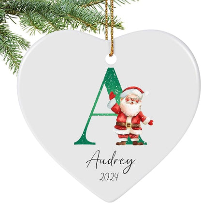 Letter Name Ornament, Personalized Christmas Ornaments, Custom Initial A-Z Ceramic Heart Ornament 2025, Customized Monogrammed Ornaments for Christmas Tree