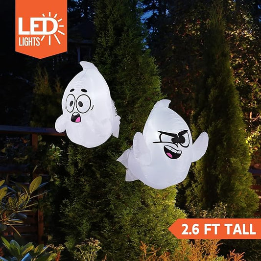 Joiedomi 2 Pack Halloween Inflatable Window Ghost with Build-in LED, 2.6 FT Tall Blow Up Inflatable Scary Flying Ghost Broke Out from Window for Halloween Outdoor, Yard, Garden, Lawn Decoration