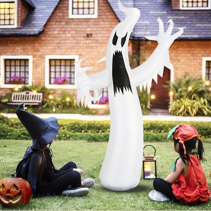 12FT Halloween Inflatables Colorful Ghost Outdoor Halloween Decoration Blow Up for Halloween Outdoor Yard Decorations, Garden, Lawn (12FT Ghost)