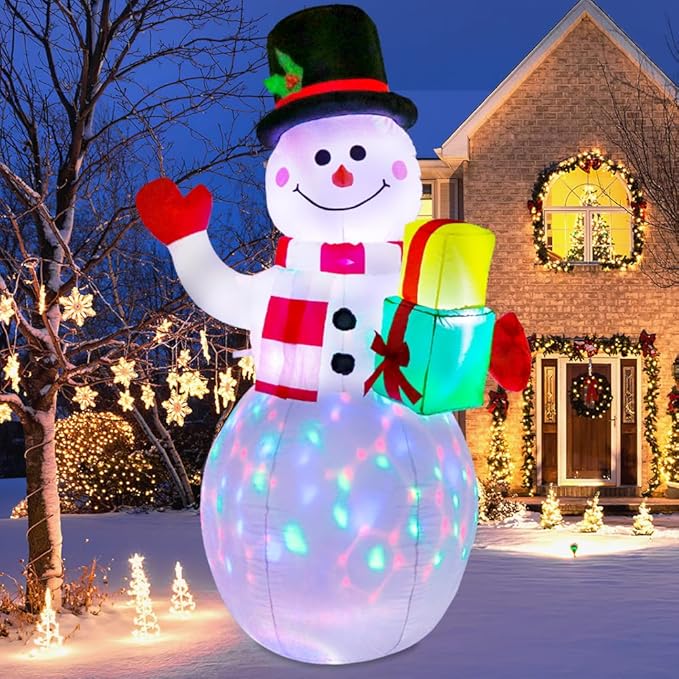 AerWo 5ft Christmas Inflatables Blow Up Yard Decorations, Upgrade Snowman Xmas Inflatable with Rotating LED Lights for Indoor Outdoor Yard Garden Christmas Decorations