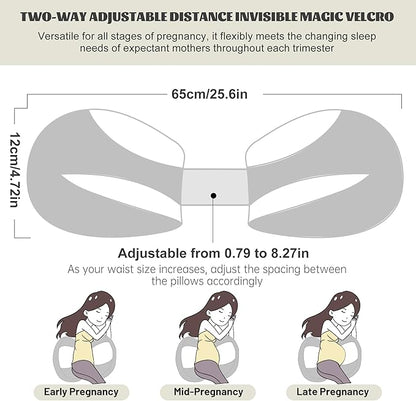 Pregnancy Pillow for Pregnant Women, Soft Pregnancy Body Pillow, Maternity Pillow Used to Support and Relieve Pain or discomfort in The Waist, Abdomen and Buttocks, Adjustable (Grey)