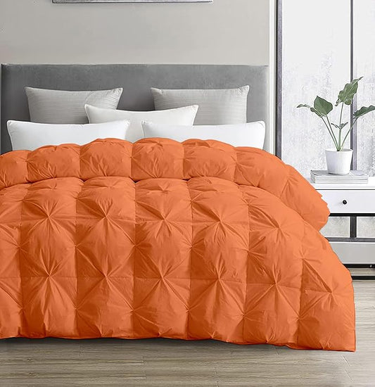 SLEEP-NEST Oversized King Comforter 116 x 98 - All-Season Hotel Luxury Down Alternative - Pintuck Pinch Pleat Design with 8 Corner Tabs - Ultra Soft, Breathable, Extra Large Quilt - Burnt Orange
