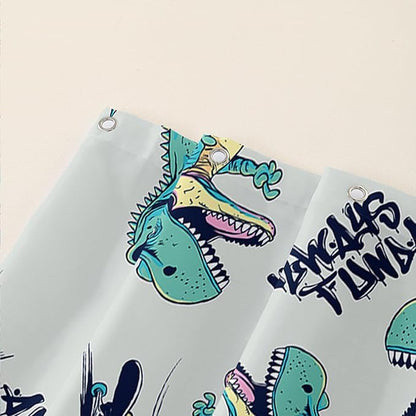 AILONEN Cute Dinosaur Kids Shower Curtain,Sport Cool Dinosaur Bath Curtain Gifts for Boys Teens,Skate Dinosaur Polyester Waterproof for Bathroom with 12 Plastic Hooks 72" W*78" H
