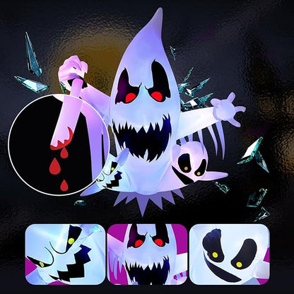 4FT Halloween Inflatable Decoration 3 Ghost Break Through Out From Window, Halloween Inflatable Decor Indoor Outdoor Lawn Yard Decoration, Halloween Build-in RBG LED Lighted Blow Up Decoration