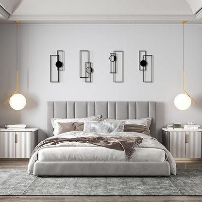 Art3d Black Metal Wall Art, 4 Pieces Abstract Wall Decor for Living Room, Dining Room, 3D Textured Metal Wall Sculptures, Minimalist Wall Art Style