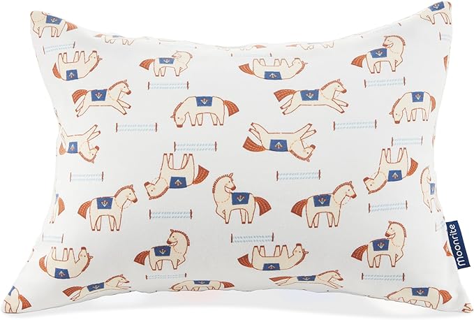 Moonrite 13×18 Toddler Pillow with Pillowcase,100% Cotton Toddler Pillows for Sleeping,Soft Breathable Washable Small Toddler&Kid Pillow for Bed,Mini pillow,Better Naps at Preschool