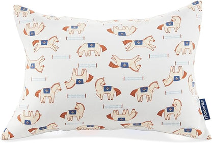 Moonrite 13×18 Toddler Pillow with Pillowcase,100% Cotton Toddler Pillows for Sleeping,Soft Breathable Washable Small Toddler&Kid Pillow for Bed,Mini pillow,Better Naps at Preschool