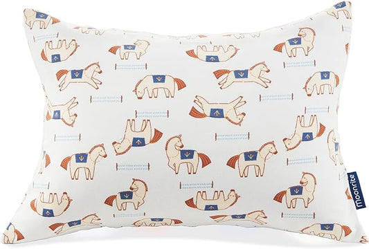 Moonrite 13×18 Toddler Pillow with Pillowcase,100% Cotton Toddler Pillows for Sleeping,Soft Breathable Washable Small Toddler&Kid Pillow for Bed,Mini pillow,Better Naps at Preschool