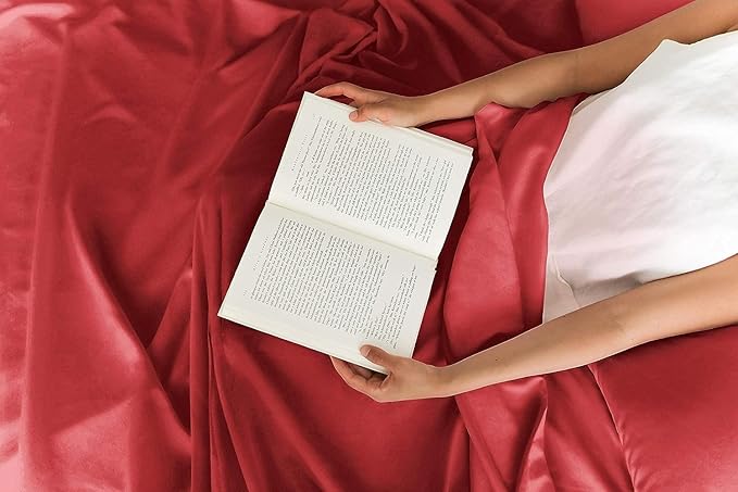 CGK Linens Queen 6 Piece Sheet Set - Cooling Sheets for Hot Sleepers - Hotel Luxury Bedding Set with 8-16 Inch Deep Pockets - 1 Flat & 1 Fitted & 4 Pillowcases - Soft, Easy Care & Wrinkle Free - Red