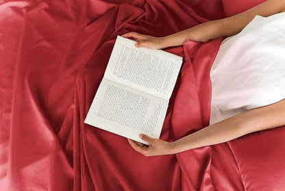 CGK Linens Queen 6 Piece Sheet Set - Cooling Sheets for Hot Sleepers - Hotel Luxury Bedding Set with 8-16 Inch Deep Pockets - 1 Flat & 1 Fitted & 4 Pillowcases - Soft, Easy Care & Wrinkle Free - Red