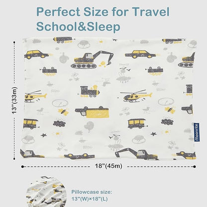 Moonrite 13×18 Toddler Pillow with Pillowcase,100% Cotton Toddler Pillows for Sleeping,Soft Breathable Washable Small Toddler&Kid Pillow for Bed,Mini pillow,Better Naps at Preschool
