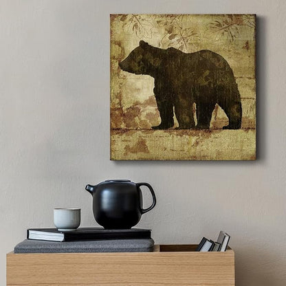 Canvas Wall Art Animals Theme for Home Décor, Country Bear Wall Art, Ready to Hang, 16'' x 16''