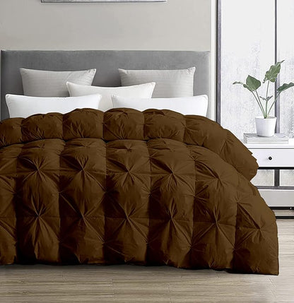 SLEEP-NEST Oversized King Comforter 116 x 98 - All-Season Hotel Luxury Down Alternative - Pintuck Pinch Pleat Design with 8 Corner Tabs - Ultra Soft, Breathable, Extra Large Quilt - Brown